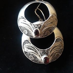 vintage sterling and garnet earrings